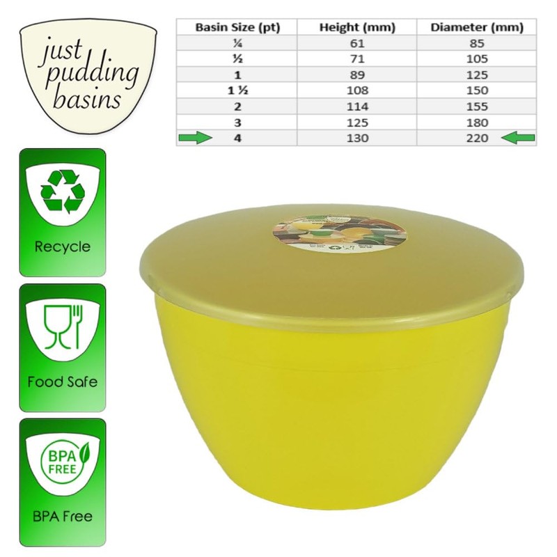Just Pudding Basins 4 Pint Large Bowl with Lid for