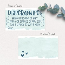 50 Blue Diaper and Wipes Raffle Tickets - Boy Baby Shower Invitation Insert - Game Activity for Baby Shower Guests