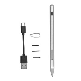 Laptop Stylus Pen with 3 Replacement Nibs Palm Rejection Rechargeable MPP 2.0 Tilt Active Pen with 4096 Pressure Sensitivity Silver