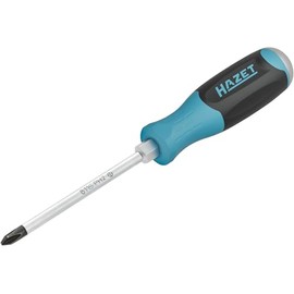 HAZET Screwdriver with Impact Cap 811S-PH2, SW PH2, Phillips Profile, 210 mm Length, Non-Slip Handle, Steel Impact Cap for Loosening Tight Screws