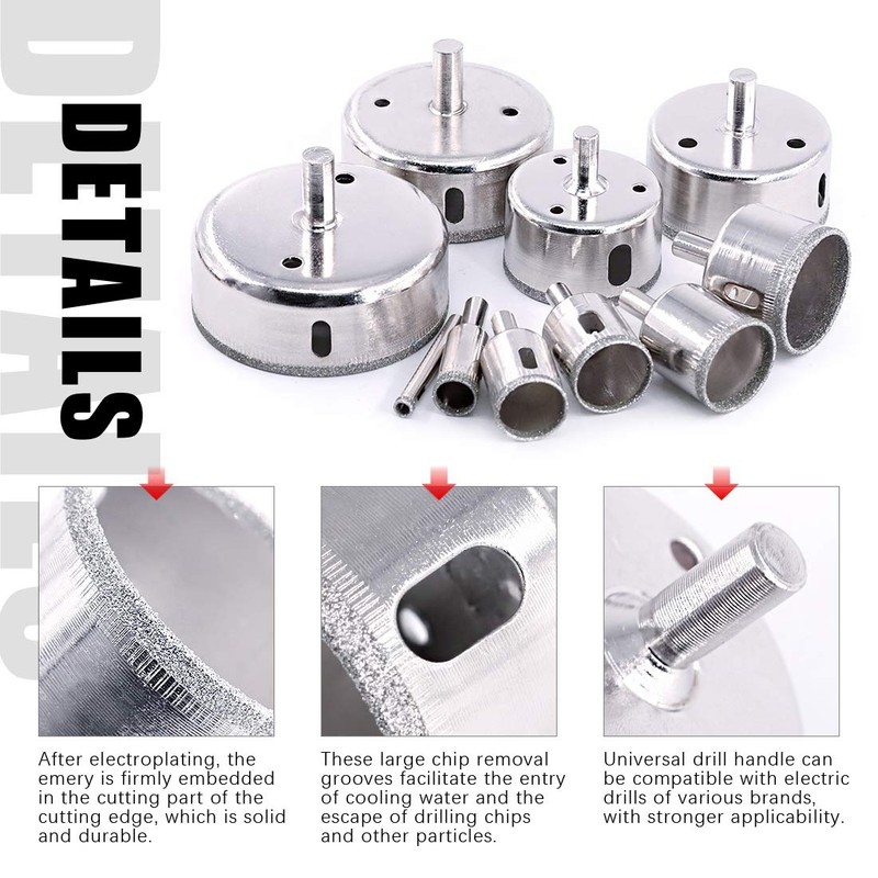 Swpeet 13Pcs Tile Hole Saw Set, Including 10Pcs 0.23-3.15 inch
