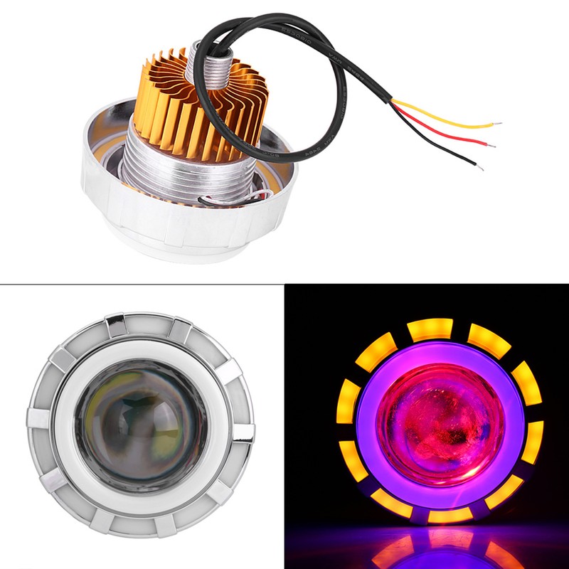 Motorcycle LED Headlight Projector Lens Dual Angel & Devil Eye