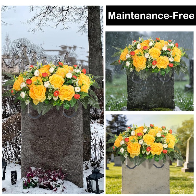 Wocst Grave Decorations for Cemetery Headstone Flower Saddle for Grave