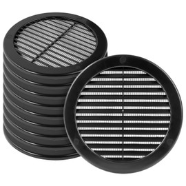 HVAC OV 10pack 6" Inch (Grille Dimensions) Black Plastic Round Vent Cover - HVAC Air Return Grille - Built-in Protection Screen - 7.4" Inch (External Dimensions)