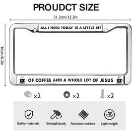 All I Need is Coffee and Jesus Rattle-Proof License Plate Frame Christian Coffer Lover License Plate Frame Cross and Love License Plate Frame for Thanksgiving