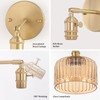 Shenmoyl Vintage Battery Operated Wall Sconce with Amber Striped Glass