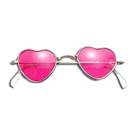 60s 70s Hippy Glasses Pink Metal Frame Heart Hippie Lennon Fancy Dress Glasses