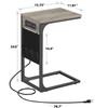 TUTOTAK C Shaped End Table with Charging Station, Side Table