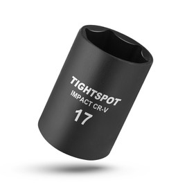 TIGHTSPOT 1/2 Inch Drive - 17mm Shallow Impact Socket with Anti-Rounding 6 Point Design, Heat-Treated CRV Steel, Metric