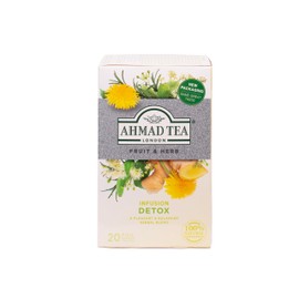 Ahmad Tea Herbal Tea, Ginger, Peppermint, Fennel, Dandelion, & Birch 'Detox' Teabags, 20 ct (Pack of 6) - Decaffeinated & Sugar-Free