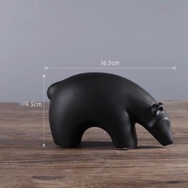 NierNika Modern Ceramic Bear Figurines, Black and White, Set of 2, Home Decor Sculptures (Middle)