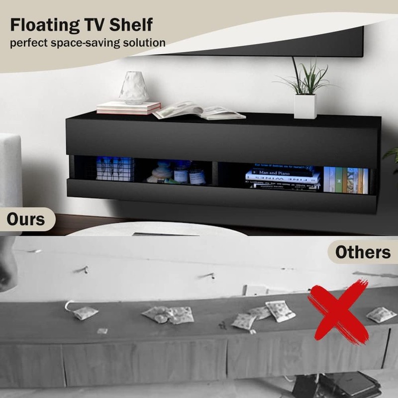 HIDODO Floating TV Shelf Wall Mounted TV Stand, Floating Entertainment