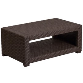 Flash Furniture Seneca Chocolate Brown Faux Rattan Coffee Table