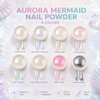 Aurora Chrome Nail Powder, 8pcs Iridescent Mirror Effect with Sponge