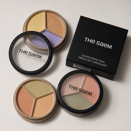 The Saem <1st Pick> The Saem Cover Perfection Triple Pot Concealer The Saem Concealer Makeup Concealer Multi Concealer 3 Colors, Contour Beige, 1 Piece / <1st pick> 더샘 커버 퍼펙션 트리플 팟 컨실러 더샘컨실러 메이크업컨실러 멀티컨실러 3색, 컨투어 베이지, 1개