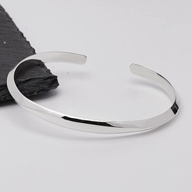 VN Jewelry Classic Plain Silver Bangle For Men | Sleek and Lightweight 925 Sterling Silver Bangle for Men and Women
