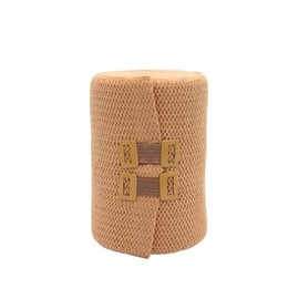 Bioelastische Kompressionsbandage, hohe Dehnbarkeit in Längsrichtung zur phlebologischen Anwendung, Baumwolle, hautfarben, mit Verschlüssen – professionelle medizinische Verwendung (10 x 7 m)