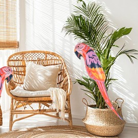 VYNYJOAN 2Pcs Inflatable Parrots 39” Tall PVC Parrot Balloons Home Party Decorations Costume Accessory Inflatable Bird Luau Tropical Theme Party Decor, Red