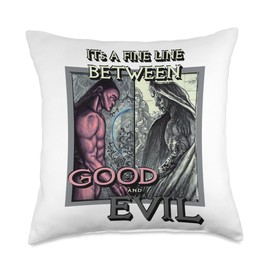 Good and Evil It's a fine line Dark Fantasy Throw Pillow, 18x18, Multicolor