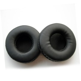 CAXUSD 2pcs Round Earphone Earmuffs Soft Leather Headphone Covers Diameter Replacement Earpads for Enhanced Comfort and Sound Quality Black