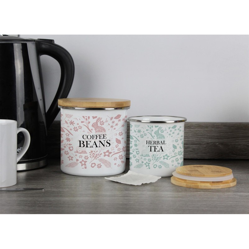 Purely Home Wild Rabbits Decaf Tea Canister - Pink Metal