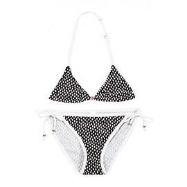 La-V Girls' Triangle Bikini Two Piece, black-white