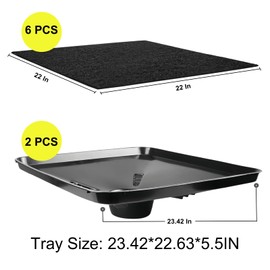 GENNIZZ 2-Pack 17892 Transmission Drain Pan for Lisle Oil Drains, 6Pcs 22'' Oil Drain Splash Pads, Large Fluid Catch Pan Square Oil Drain Pan Fits Different Funnels Keep Floor Clean
