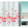 Spirella Anti-Mould Flamingo Shower Curtain Anti-Bacterial, Washable, Waterproof Polyester 180