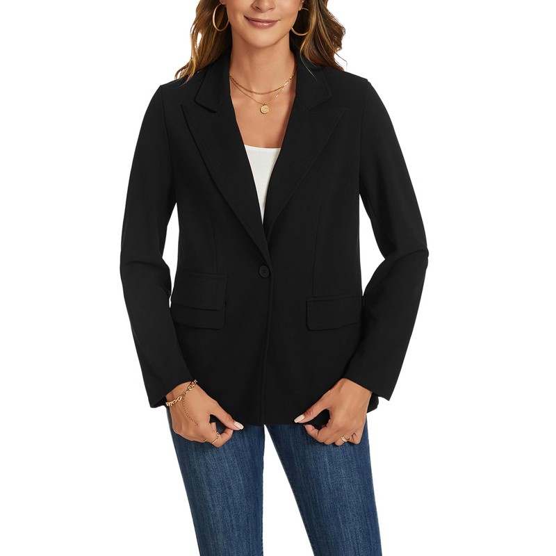 MINTLIMIT Black Blazer Jacket for Women Long Sleeve Notched Lapel