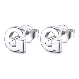 FOCALOOK Women's Earrings Silver 925 Letter Stud Earrings Silver 925 Ear Piercing Women's Earrings Statement Earrings Girls Earrings Accessory for Birthday, Sterling Silver, No Gemstone