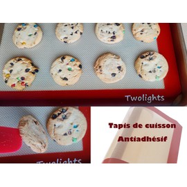 Twolights Backmatte aus Silikon, Anti-Haft, Backpapier, ohne BPA, 40 x 30 cm, Silikon, 2 Tapis(40*30cm)+Bande velcro