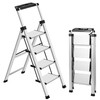 XinSunho 4 Step Ladder, Retractable Handgrip Folding Step Stool with