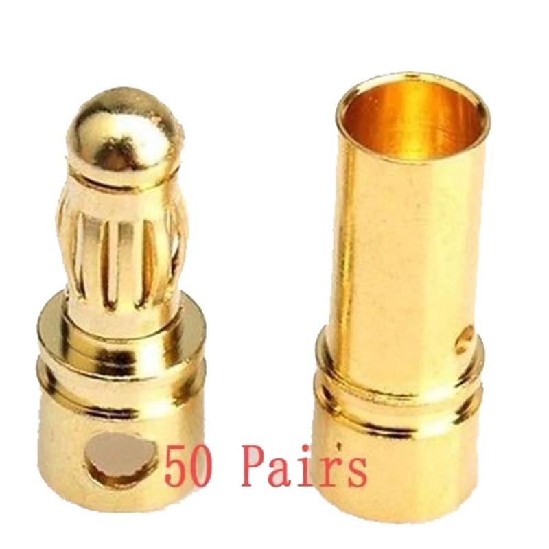 powerday 3.5mm Gold Bullet Connector Male or Female Plug for