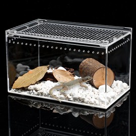 Maxcheck Magnetic Acrylic Reptile Enclosure Tarantula Enclosure Hermit Crab Habitat Feeding Reptile Terrariums Lizard Tank Acrylic Cage for Tarantula Invertebrates Mantis Cricket(9.8 x 5.9 x 5.9'')