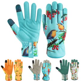 SLARMOR Leather-Gardening-Gloves for Women - Thorn-Proof Work-Gloves with Touch Screen for Weeding, Digging, Planting, Pruning Yard Gloves，Well-Designed Gardening Gifts for Women Gardeners-Medium