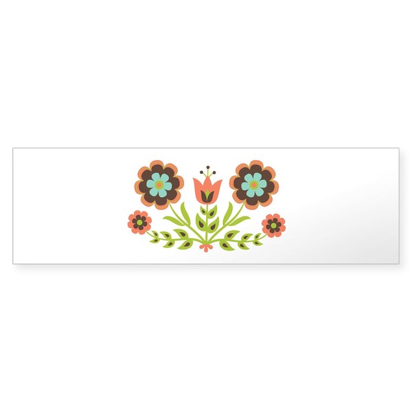 CafePress Scandinavian Swedish Decorative Floral Folk Art Bo 10"x3" Rectangle