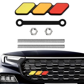 HQRNYP TRD Grille Decor Badge, TRD Emblem, Tri-Color Grille Badge Decoration Accessories, Car Front Grill Insert Emblem for Toyota Tacoma 4Runner Tundra Sequoia Rav4 Highlander (Yellow Orange Red)