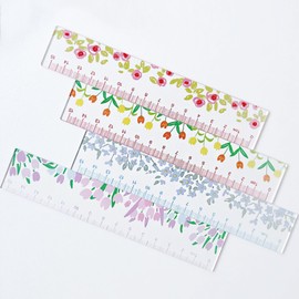 4 Pcs Cute Rulers Acrylic Ruler 15cm Lovey Flowers Ruler Cartoon Straight Ruler Small Ruler Centimeter Measuring Ruler Journal Ruler Women Girls Ruler (Flowers)