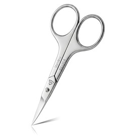 SILLVER Tijeras de uñas curvas profesionales para mujeres y hombres, tijeras pequeñas para el cuidado facial, uñas, cejas, nariz, bigote, barba, pestañas y piel seca - Tijeras de manicura