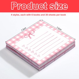 Thenshop 24 Pack Pink Bow Sticky Notes 3 x 3 Inch Watercolor Cute Sticky Note Pads Assortment Pink Ribbon Notebook Memo Pads Coquette Themed Party Favors for Home Office