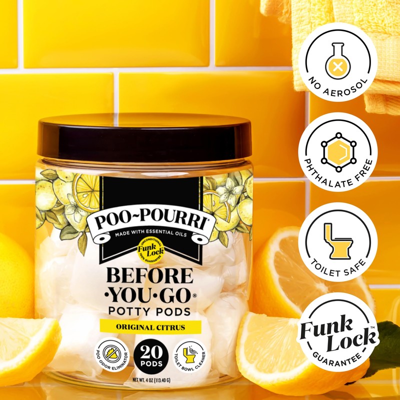 Poo-Pourri Before-You-Go 2-in-1 Toilet Potty Pods, Original Citrus, 20 Ct,