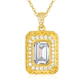 AENEAS Gold Plated Princess Cut Necklace For Women 925 Sterling Silver Crystal Necklace Square Princess Cut Necklace Jewelry Gift For Women Mother Wife