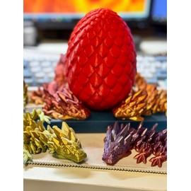 Collectible Baby Dragon with Egg figurine 3D Printed - Color: Gold/Silver