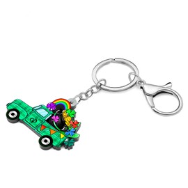 RAIDIN Acrylic St Patrick's Day Cute Animal with Clover Key Chain Gifts for Women Lucky Jewelry for Irish Festival Party, truck b