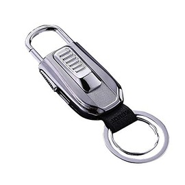 Mini encendedor de llavero eléctrico USB portátil para cigarrillos, recargable, resistente al viento, bobina de alambre que puede reemplazarse, Plateado