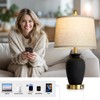 Cinkeda 23" Set of 2 Black Ceramic Farmhouse Table Lamp