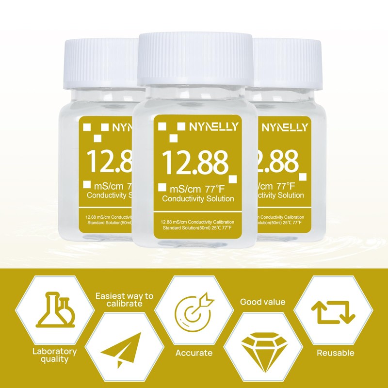 Nynelly 12.88 mS/cm Calibration Solution for Precise Calibration Salinity Tester,