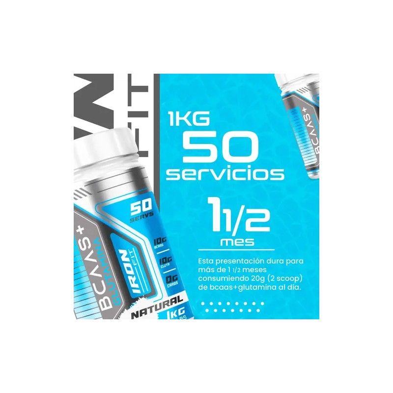 Aminoácidos Bcaas Glutamina Iron Fit 1kg Cu 2 Piezas