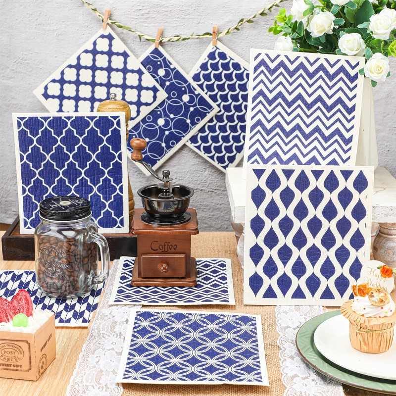 Patelai 6 Pieces Swedish Kitchen Dish Towels Decoration Navy Blue