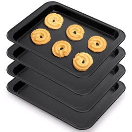 Jucoan 4 Pack Small Baking Sheet Cookie Sheet For Toster Oven 9.5 X 7.1 Inch Mini Cooki